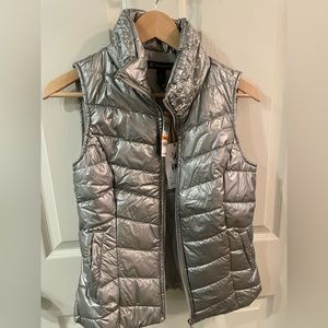 INC silver puffer vest Small